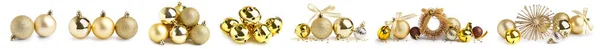 Set Van Mooie Kerstballen Decoraties Geïsoleerd Wit — Stockfoto