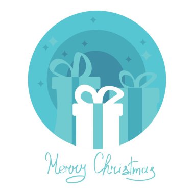 Beyaz arkaplanda hediyeler olan yaratıcı Noel tebrik kartı
