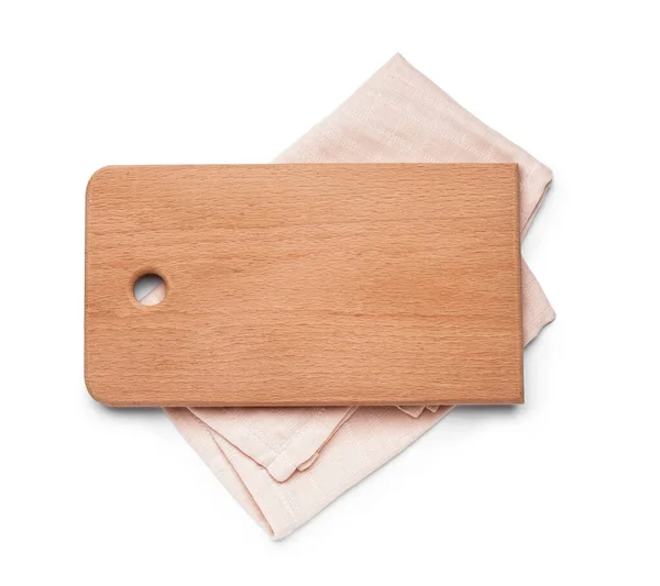 白地にナプキンと木製のまな板 — ストック写真