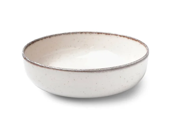 Tigela Cerâmica Vazia Isolada Fundo Branco — Fotografia de Stock