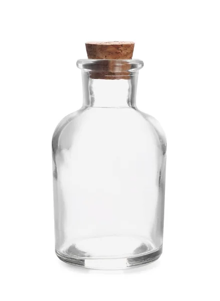 Стеклянная Бутылка Пробкой Белом Фоне — стоковое фото