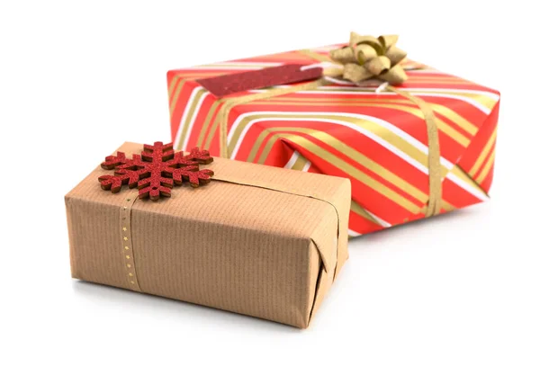 Beautiful Christmas Gifts Isolated White Background — Stock Photo, Image