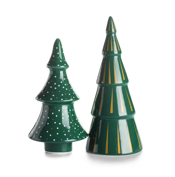 Árvores Natal Cerâmicas Fundo Branco — Fotografia de Stock