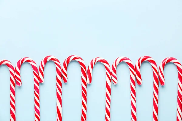 Delicious Candy Canes Color Background — Stock Photo, Image