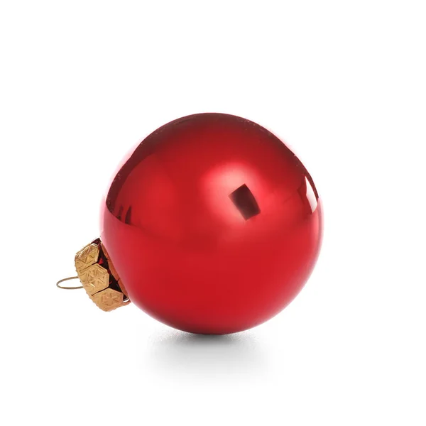 Red Christmas Ball Izolowane Białym Tle — Zdjęcie stockowe