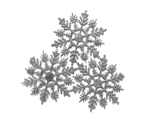 Belle Decorazioni Natalizie Forma Fiocchi Neve Sfondo Bianco — Foto Stock