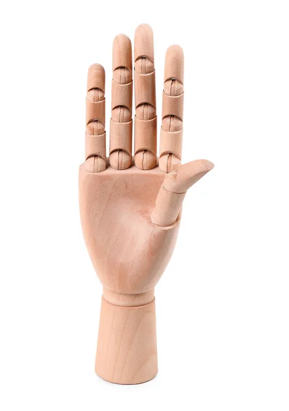 Mão Madeira Decorativa Fundo Branco — Fotografia de Stock