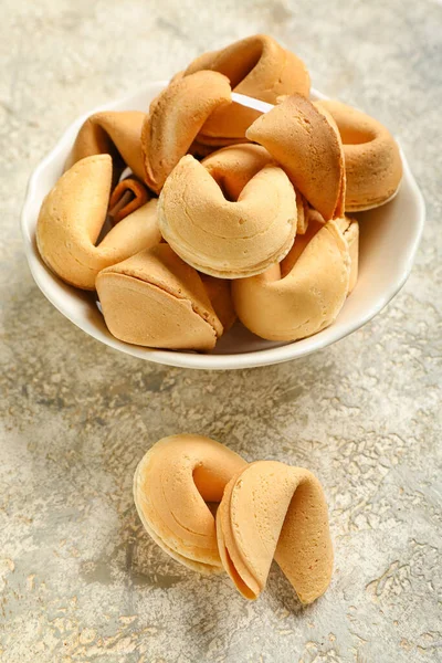 Bowl Fortune Cookies Grunge Background Closeup — Stock Photo, Image