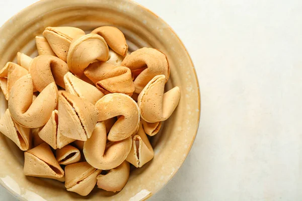 Bowl Fortune Cookies White Background Closeup — Stock Photo, Image