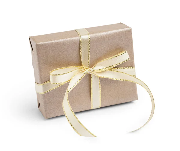 Weihnachtsgeschenk Box Mit Schleife Auf Weißem Hintergrund — Stockfoto