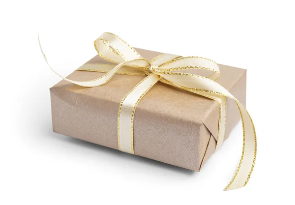 Christmas Gift Box Bow White Background — Stock Photo, Image
