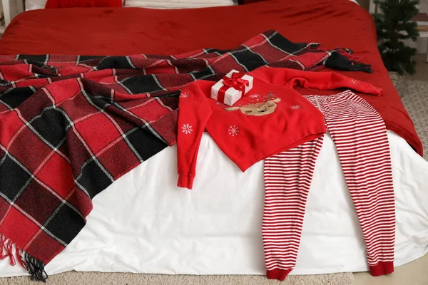 Christmas Gift Pajamas Bed Room — Stock Photo, Image