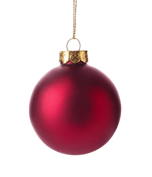 Red Christmas Ball Hanging White Background — Stock Photo, Image