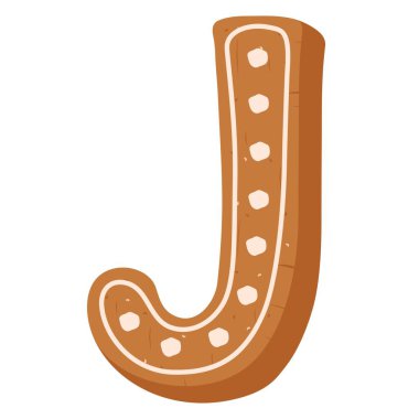 Beyaz arka planda J harfi şeklinde Noel kurabiyesi. 