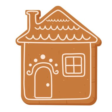 Beyaz arka planda ev şeklinde zencefilli kurabiye