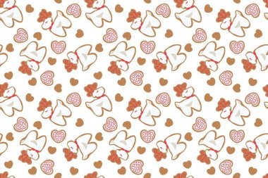 Beyaz arka planda Noel kurabiyeleri. Tasarım için desen