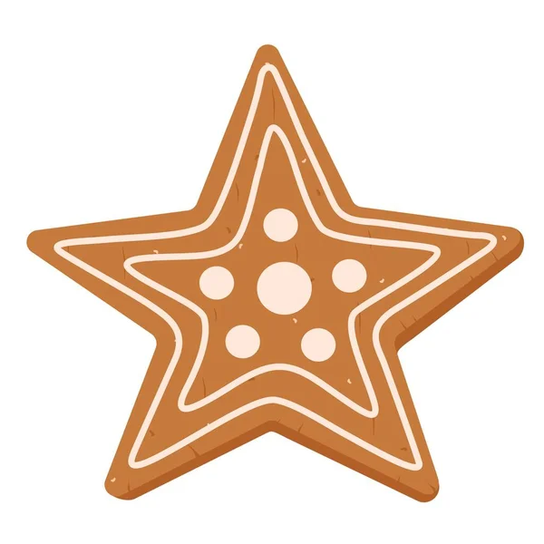 Χριστουγεννιάτικο Μπισκότο Μελόψωμο Σχήμα Αστεριού Λευκό Φόντο — Διανυσματικό Αρχείο