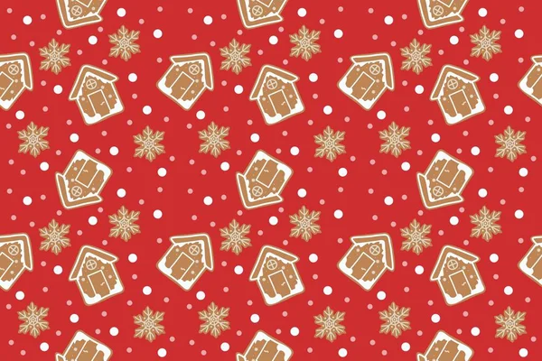 Galletas Navidad Sobre Fondo Rojo Patrón Diseño — Archivo Imágenes Vectoriales