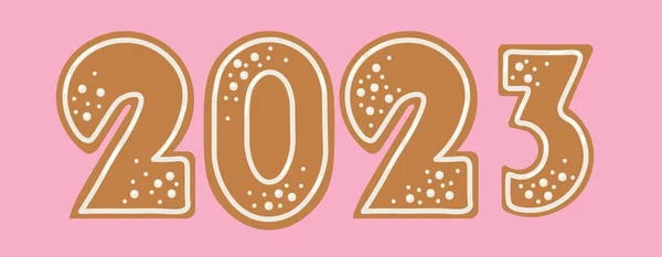 Biscoitos Gengibre Forma Figura 2023 Sobre Fundo Rosa — Vetor de Stock