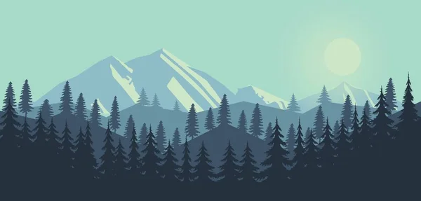Pohled Krásný Jehličnatý Les Horách — Stockový vektor