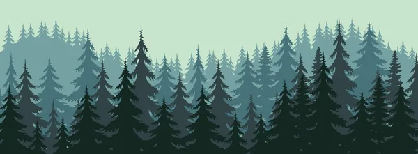 View Beautiful Coniferous Forest — Stock Vector