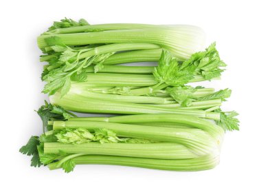 Taze yeşil kereviz beyaz arkaplanda izole