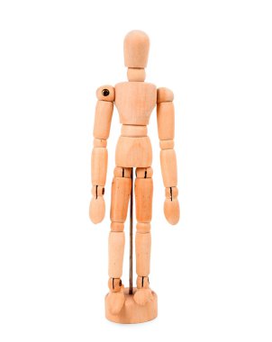 Beyaz arka planda dekoratif ahşap manken