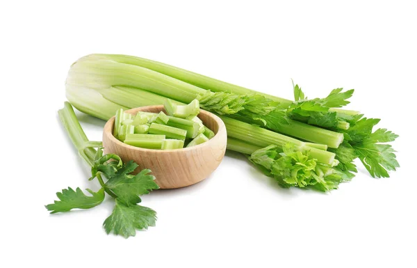 Bowl Cut Celery White Background — Stock Photo, Image