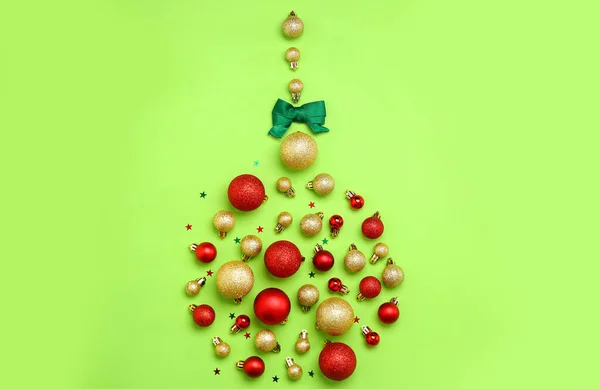 Christmas Ball Made Decorations Green Background — Stock Photo, Image