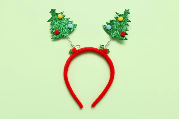 Funny Christmas Headband Green Background — Stock Photo, Image