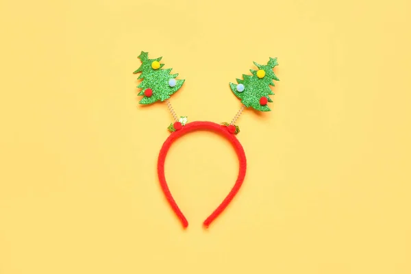 Funny Christmas Headband Yellow Background — Stock Photo, Image