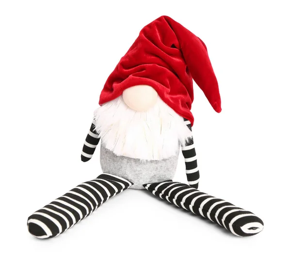 Funny Christmas Gnome Toy Isolated White Background — Stock Photo, Image