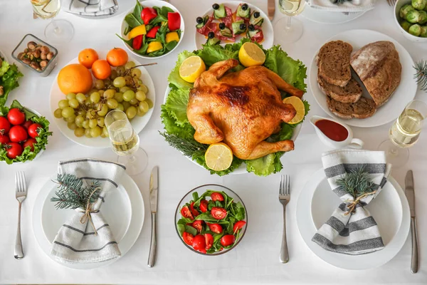 Tasty Dishes Christmas Celebration Table — Stock Photo, Image