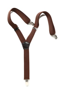 Beyaz arkaplanda kahverengi askılar