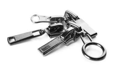 Beyaz arkaplanda fermuar kümesi