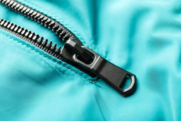 Black Zipper Stylish Jacket Closeup — Stock Photo, Image