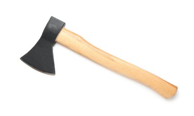 Beyaz arkaplanda keskin balta