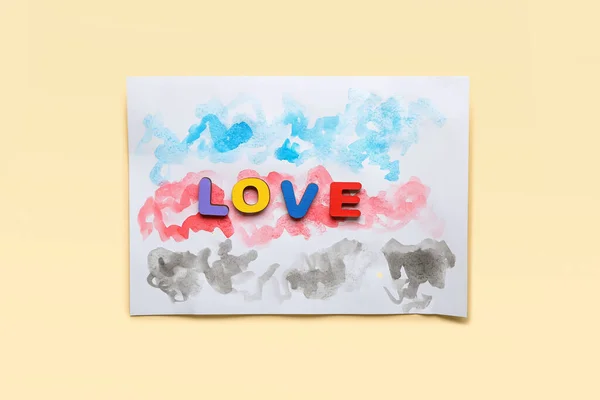 纸片上的颜色背景上有爱的字样 一夫多妻制的概念 — 图库照片
