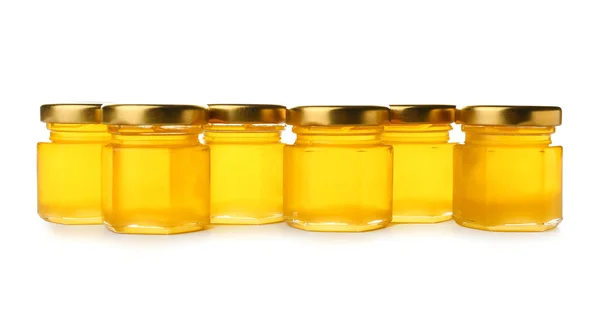 Fresh Honey Jars White Background — Stock Photo, Image