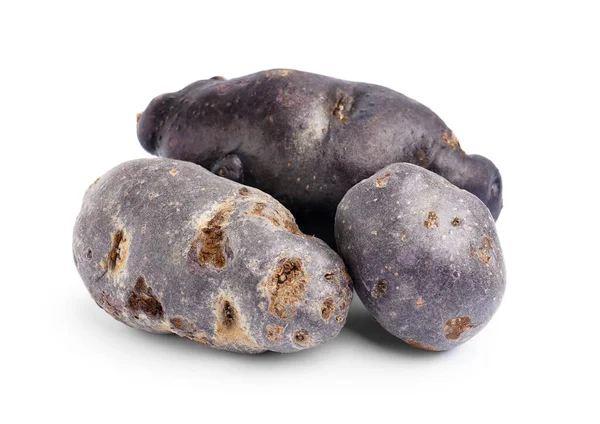 Heap Raw Purple Potatoes White Background — Stock Photo, Image