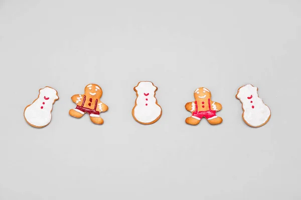 Sweet Christmas Cookies Grey Background — Stock Photo, Image