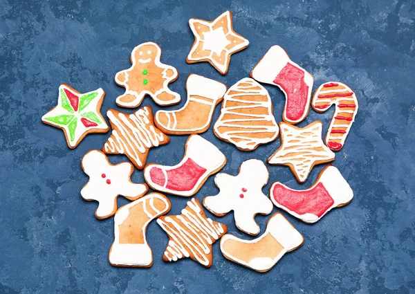 Composition Sweet Christmas Cookies Color Background — Stock Photo, Image
