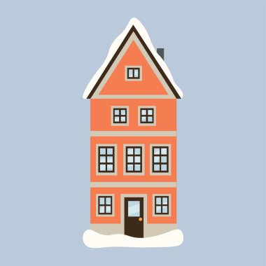 Hafif arka planda kar olan rahat bir ev.