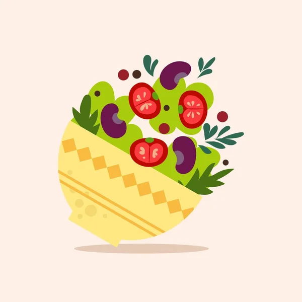 Bowl Ízletes Saláta Könnyű Háttér — Stock Vector