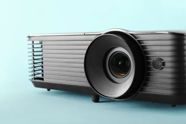 Black Video Projector Blue Background Closeup — Stock Photo, Image