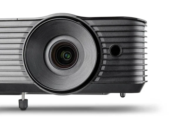 Black Video Projector White Background Closeup — Stock Photo, Image