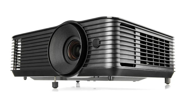 stock image Black video projector on white background