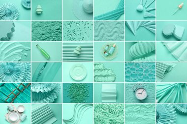 Collage of photos in mint colors