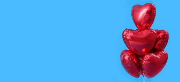 Sevgililer Günü Kutlamaları Için Güzel Kalp Şeklinde Balonlar Açık Mavi — Stok fotoğraf