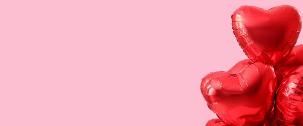 Sevgililer Günü Kutlamaları Için Güzel Kalp Şekilli Balonlar Pembe Arka — Stok fotoğraf